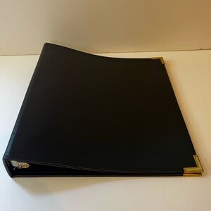 Vintage Hazel Black Leather 2” Three Ring Binder